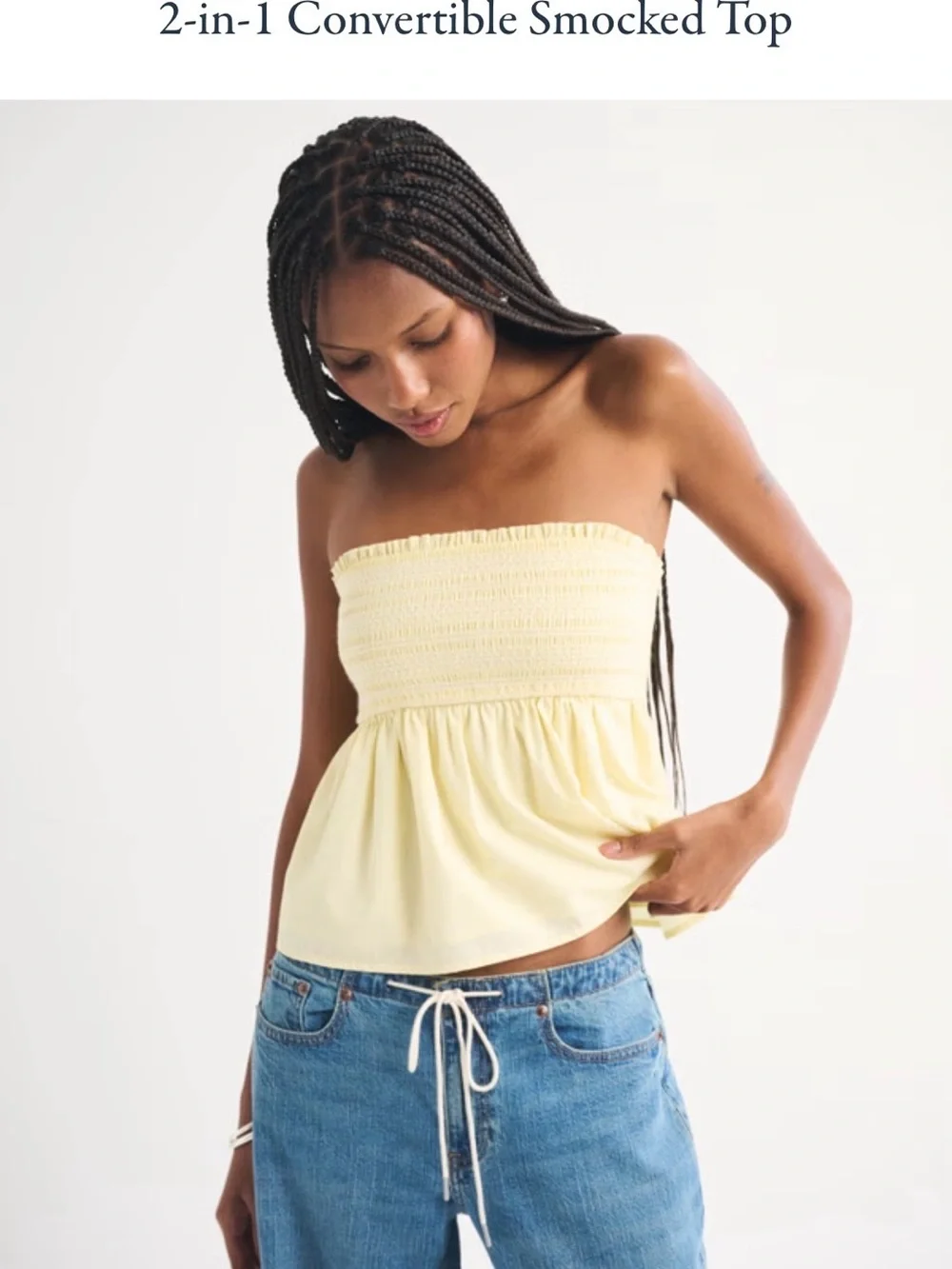 Abercrombie and Fitch 2-in1 Convertible Tank Top in Soft Yellow - Picture 2 of 9